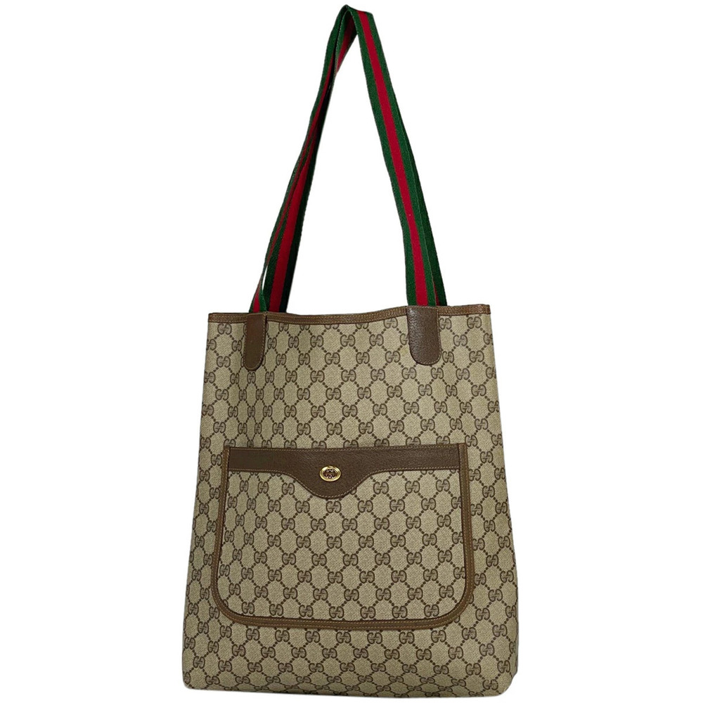 Gucci GG tote bag shoulder Sherry canvas brown green red